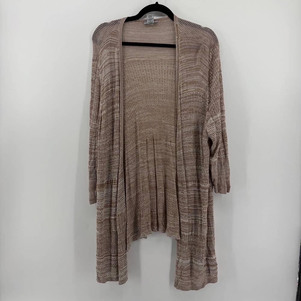 Catherines Open Front Lightweight Knit Cardigan Tan Beige Plus Size‎ 3X 26/28W